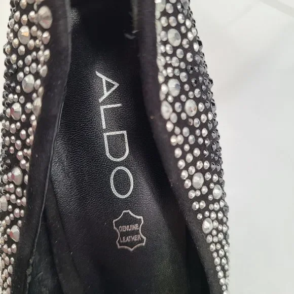 Aldo Black‎ Satin & Rhinestone Stiletto Platform Pumps Size 9 - Picture 6 of 10